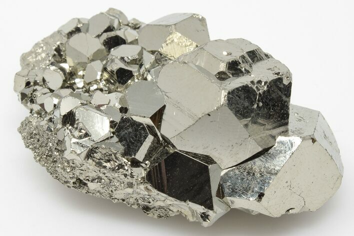 Shiny, Pyritohedral Pyrite Crystal Cluster - Peru #195675